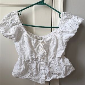 American Eagle Outfitters White Eyelet Blouse